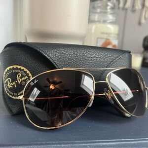 Ray-Ban Gold and Black Aviator Sunglasses